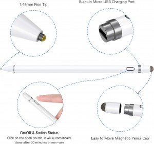 Universal Pen Compatible with iOS and Android Touch Phone/Samsung/Tablet Rechargeable Stylus for Drawing and Writing