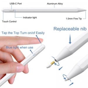 Palm Rejection Stylus Pen Pencil For Ipad Apple Pencil Replaceable Nib Usb Charging Touch Switch Active Tablet Stylus